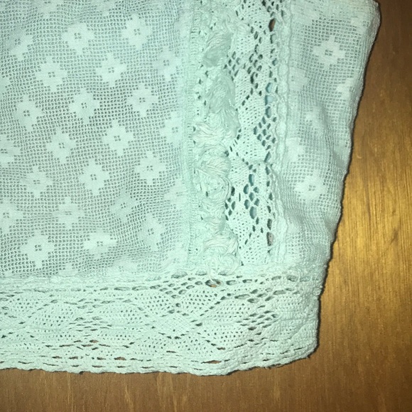 Mint Green Blue Zara Trafaluc Crochet Crop Top - Picture 3 of 4
